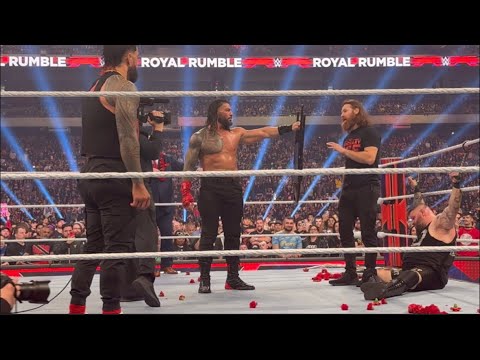 The Bloodline destroys Sami Zayn and Kevin Owens off air after royal rumble