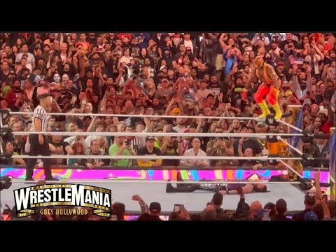 Bad Bunny helps Rey Mysterio defeat Dominik at Wrestlemania 39!
