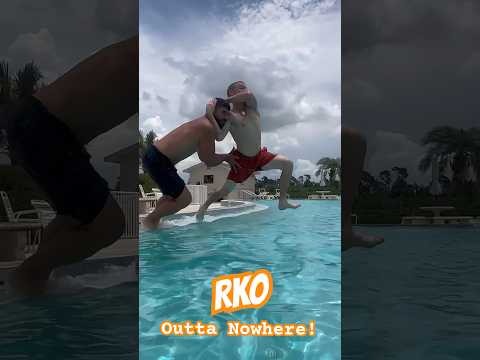 RKO Outta Nowhere by the Pool!! #shorts #wwe #rko