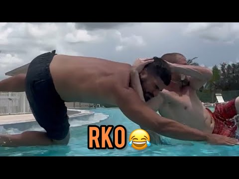 WWE Finishing Moves by the Pool!